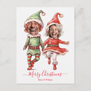 Weihnachtselfen-Paar Feiertagspostkarte