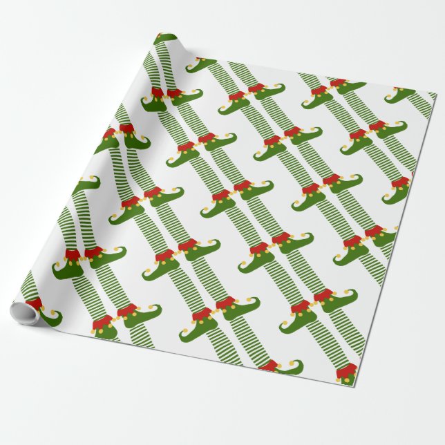 Weihnachtselfen Pattern Urlaub Festlicher Spaß Geschenkpapier (Ungerollt)