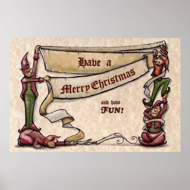 Weihnachtselfen-Poster Poster (Vorne)