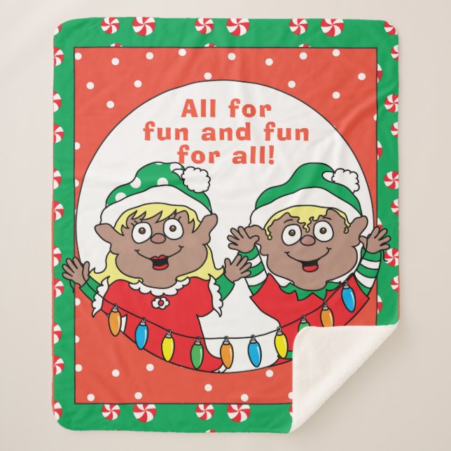 Weihnachtselfen Sherpadecke (Vorderseite)