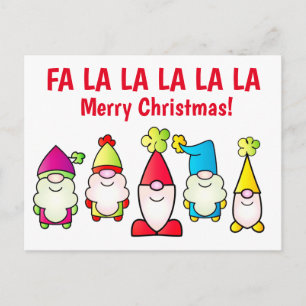 Weihnachtselfen singen postkarte