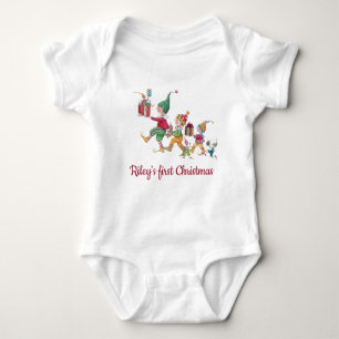 Weihnachtselfen und Geschenke Weiß Baby Strampler