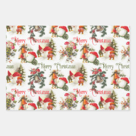 Weihnachtselfen und Pilze Geschenkpapier Set