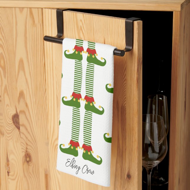 Weihnachtselfen Urlaub ELFING CREW Festlicher Spaß Geschirrtuch (Drittel gefaltet)