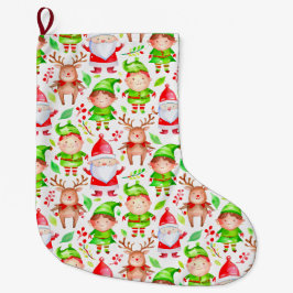 Weihnachtselfen Weihnachtsmuster Großer Weihnachtsstrumpf