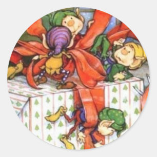 Weihnachtselfen Wrapping Geschenksticker Runder Aufkleber