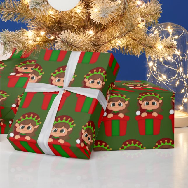 Weihnachtselfenmuster Geschenkpapier (Feiertage)