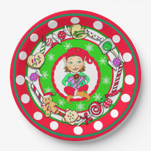 Weihnachtselfs Whimsical Candy Polka Dot Pappteller