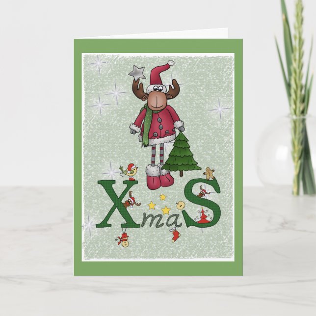 Weihnachtselk Feiertagskarte (Vorderseite)