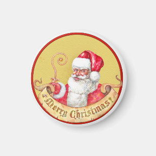 Weihnachtsemblem: Weihnachtsmann mit goldenem Stab Magnet