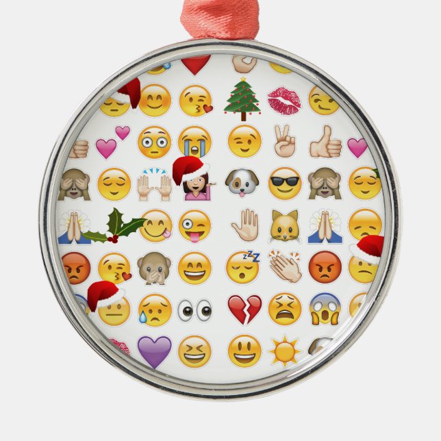 Weihnachtsemojis Silbernes Ornament (Vorne)