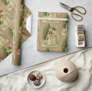 Weihnachtsengel Antikes viktorianisches Pergament Geschenkpapier