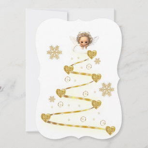 Weihnachtsengel Baby Gold Flache Grußkarte Karte