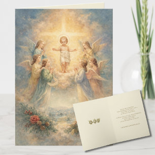 Weihnachtsengel beten das Jesuskind an Feiertagskarte