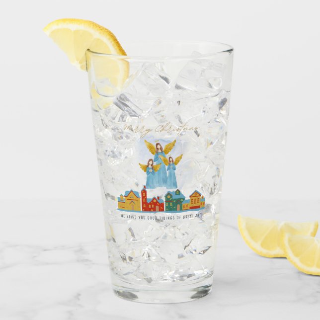 Weihnachtsengel bringen Freude und frohe Botschaft Glas (Vorderseite Ice)