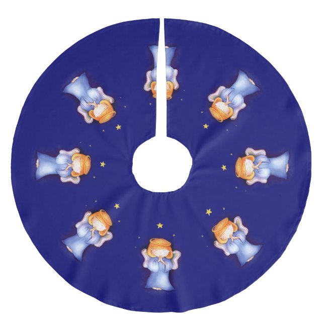 Weihnachtsengel, der blauen Weihnachtsbaumrock Polyester Weihnachtsbaumdecke (Vorderseite)