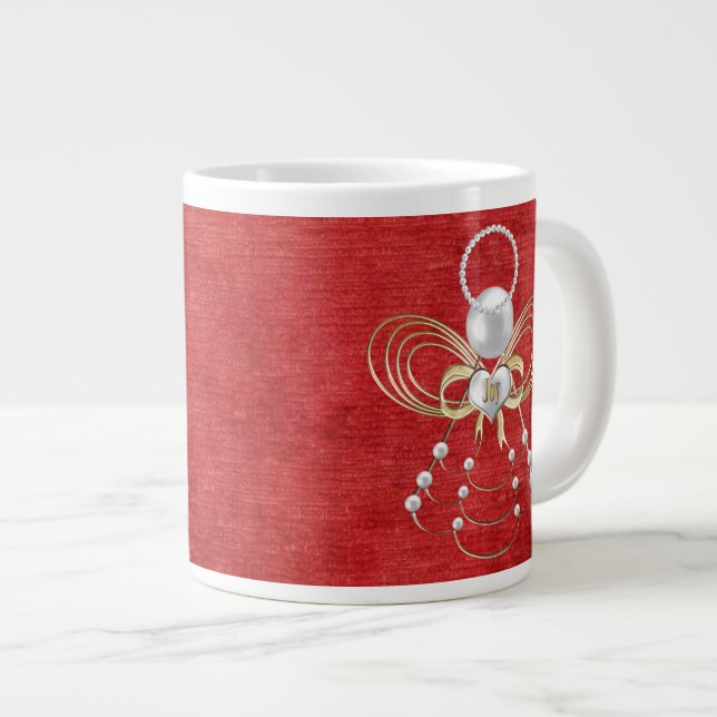 Weihnachtsengel der Freude - Rot Jumbo-Tasse (Vorderseite Rechts)