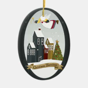 Weihnachtsengel - Frohe Botschaft, Weihnachtssegen Keramikornament