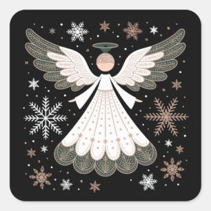 Weihnachtsengel Glitter Christ Xmas Religiös Quadratischer Aufkleber