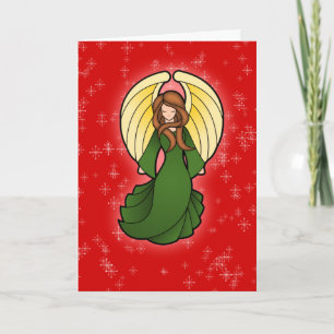 Weihnachtsengel im Grün Feiertagskarte