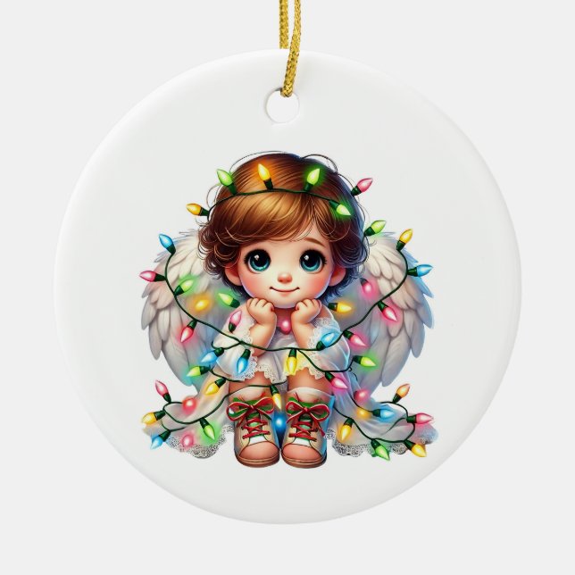 Weihnachtsengel Keramik Ornament (Vorne)