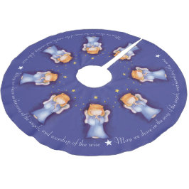 Weihnachtsengel-Mädchen beten blaue Weihnachtsfeie Polyester Weihnachtsbaumdecke