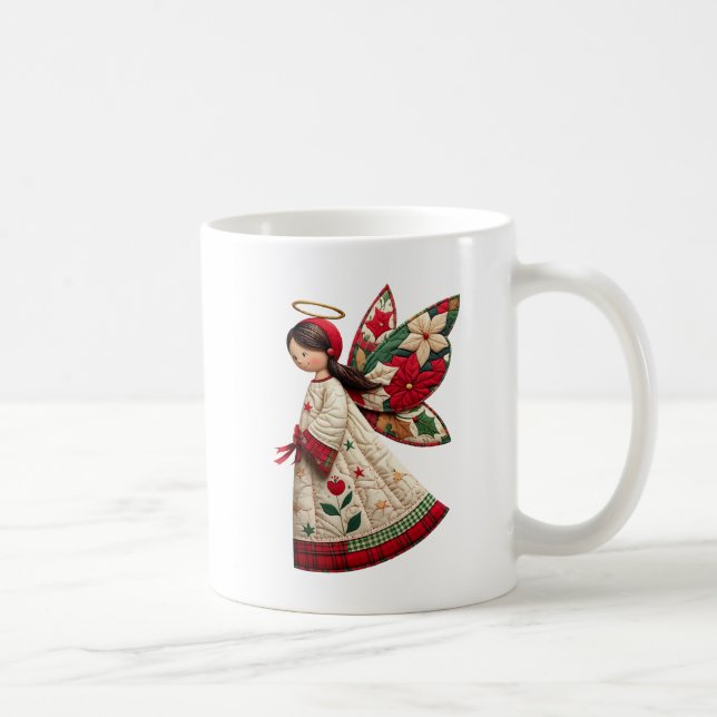 Weihnachtsengel mit festlichen Blumen Kaffeetasse (Rechts)