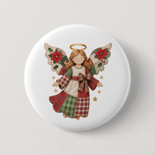 Weihnachtsengel mit goldenen Sternen Button
