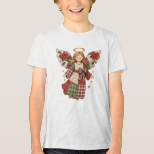 Weihnachtsengel mit goldenen Sternen Tri-Blend Shirt