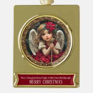 Weihnachtsengel mit Sternenstab Banner-Ornament Gold