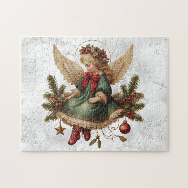 Weihnachtsengel-Puzzle im Vintage-Stil (Horizontal)