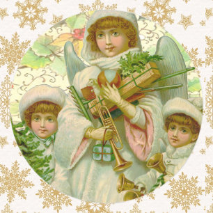 Weihnachtsengel Runder Aufkleber
