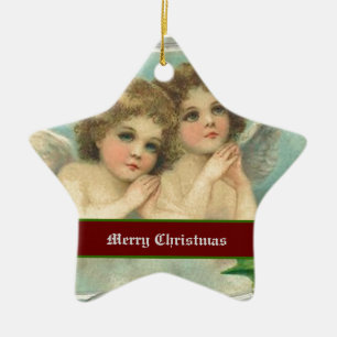 Weihnachtsengel und Heilige Beerenschmuck Keramik Ornament