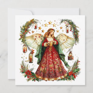 Weihnachtsengel und Nachtsterne Feiertagskarte