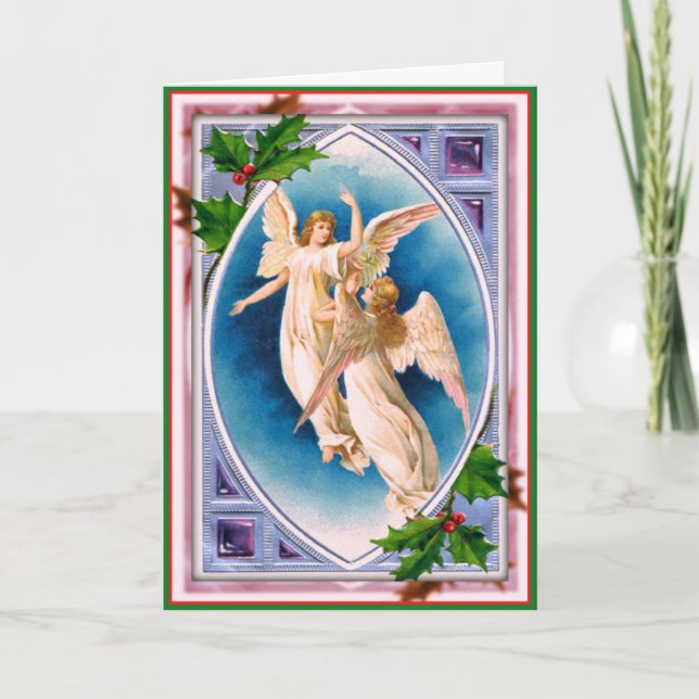 Weihnachtsengel - Vintages Bild Feiertagskarte (Vorderseite)