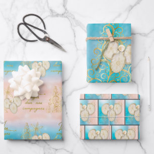 Weihnachtsengel Wrapping Paper Flat Sheet Set 3 Geschenkpapier Set