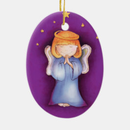 Weihnachtsengelsfrieden, lila Verzierung des Keramikornament