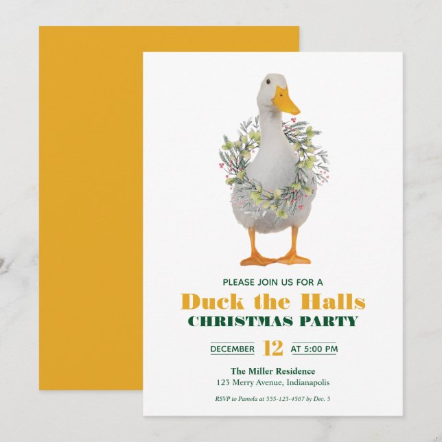 Weihnachtsente - die Hallen-Party Einladung (Vorne/Hinten)