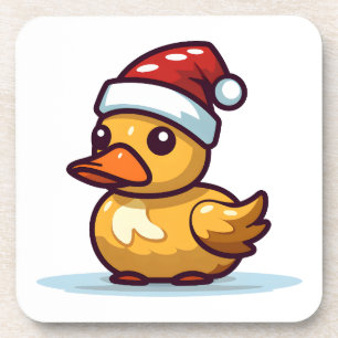 Weihnachtsente in Weihnachtsmannmütze Getränkeuntersetzer