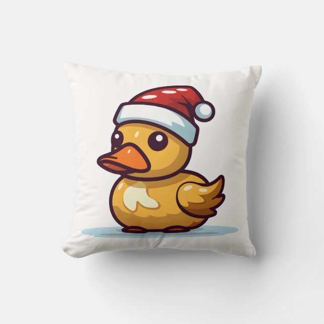 Weihnachtsente in Weihnachtsmannmütze Kissen (Vorderseite)