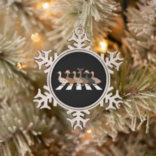 Weihnachtsenten Lustige Tiere Weihnachten Bauernho Schneeflocken Zinn-Ornament