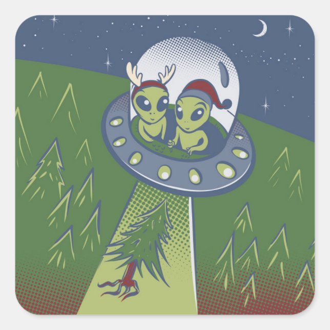Weihnachtsentführung Quadratischer Aufkleber (Vorderseite)