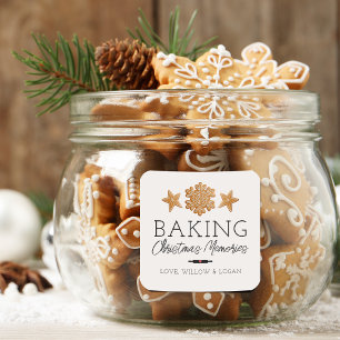 Weihnachtserinnerungen backen quadratischer aufkleber
