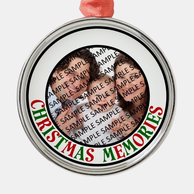 WeihnachtsErinnerungens-GedenkFoto Silbernes Ornament (Vorne)