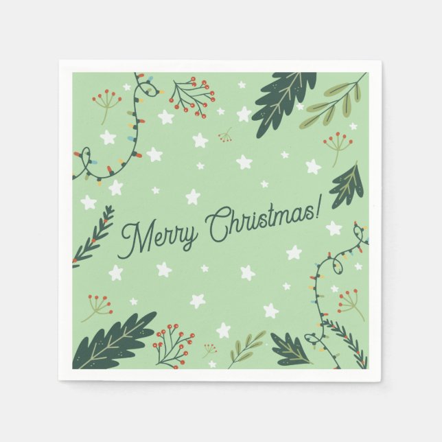 Weihnachtserviette Neujahr Abendessen Weiß Serviette (Vorderseite)