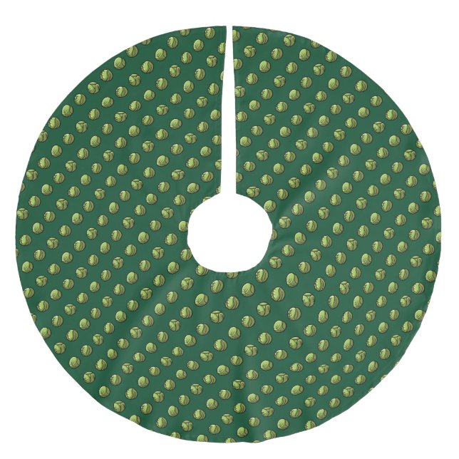 Weihnachtsessen Grüne Rosenkohl Muster Polyester Weihnachtsbaumdecke (Vorderseite)