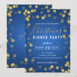 Weihnachtsessen in Gold und Navy für Unternehmen - Einladung