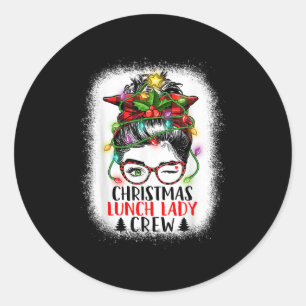 Weihnachtsessen Lady Crew Messy Bun Women Christma Runder Aufkleber