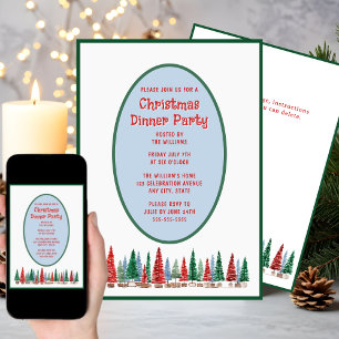 Weihnachtsessen Party Einladung Festliche Farben