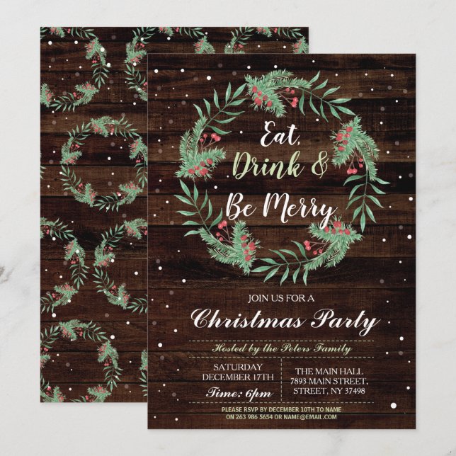 Weihnachtsessen Party Feiertage Wohnen Weihnachten Einladung (Vorne/Hinten)